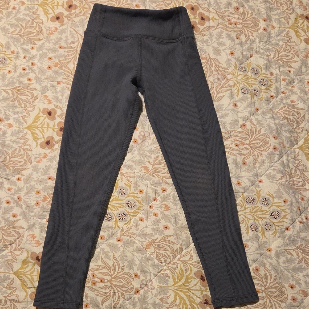 Zella Girls Charcoal Ribbed Leggings Size 5/6